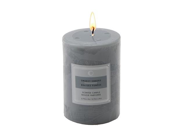 2.75" X 4" SCENTED PILLAR CANDLE (SMOKEY EMBERS) (8/DISP)